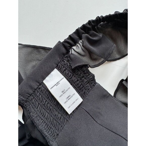 NWOT AMANDA UPRICHARD Aaliyah Black Chiffon Ruffle Cropped Bustier Top, Size M - Picture 7 of 9